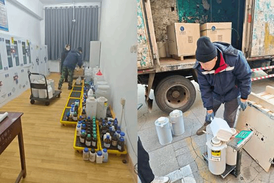 世界杯官网顺利完成实验室废弃物集中规范处置工作